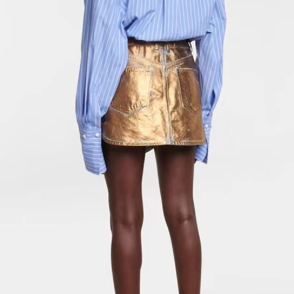 Gold Denim Skirt