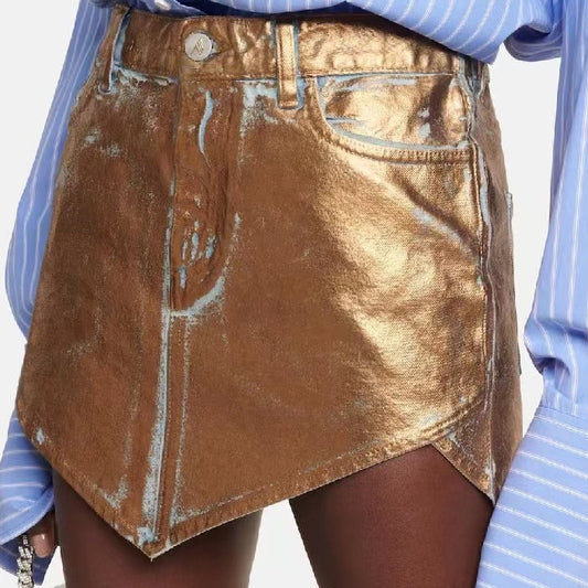 Gold Denim Skirt