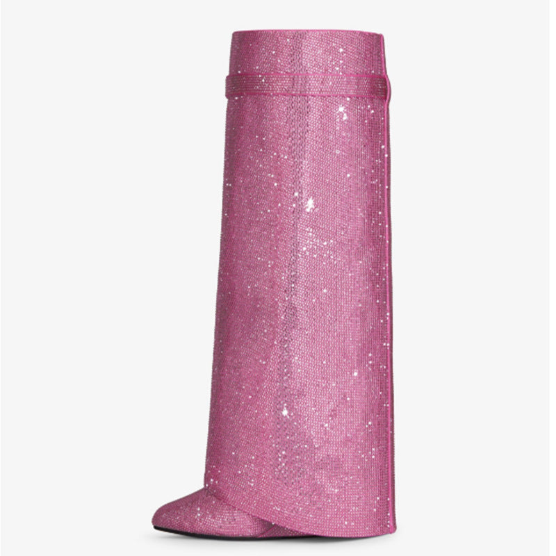 Rhinestone Padlock Boots