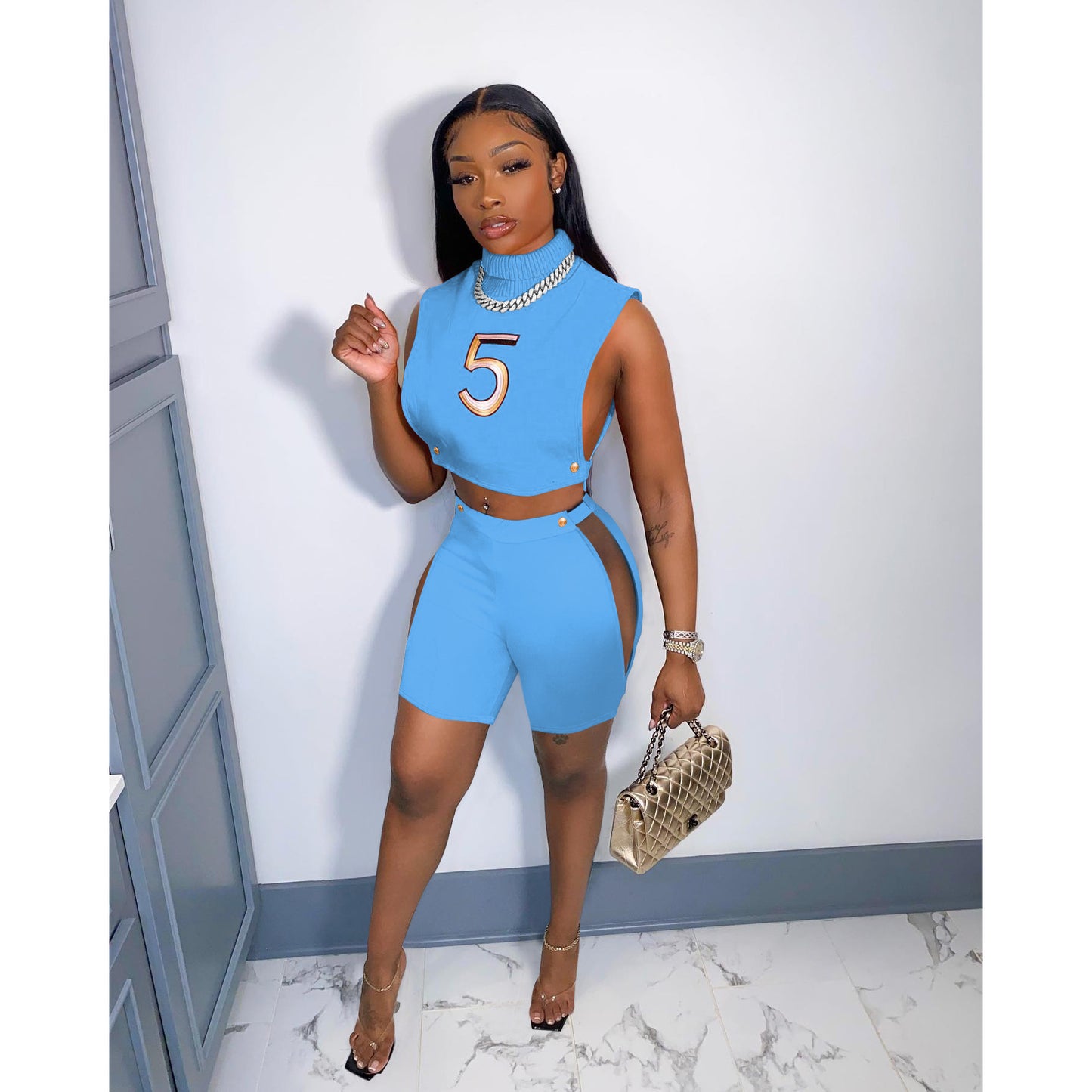 Sleeveless Turtleneck Set