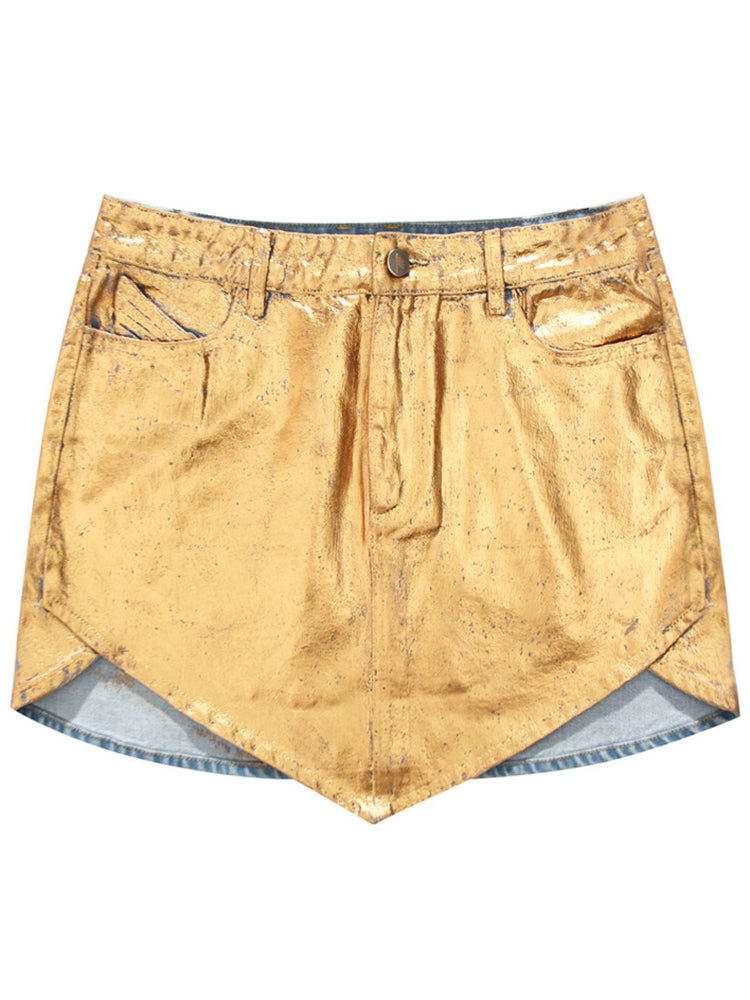 Gold Denim Skirt