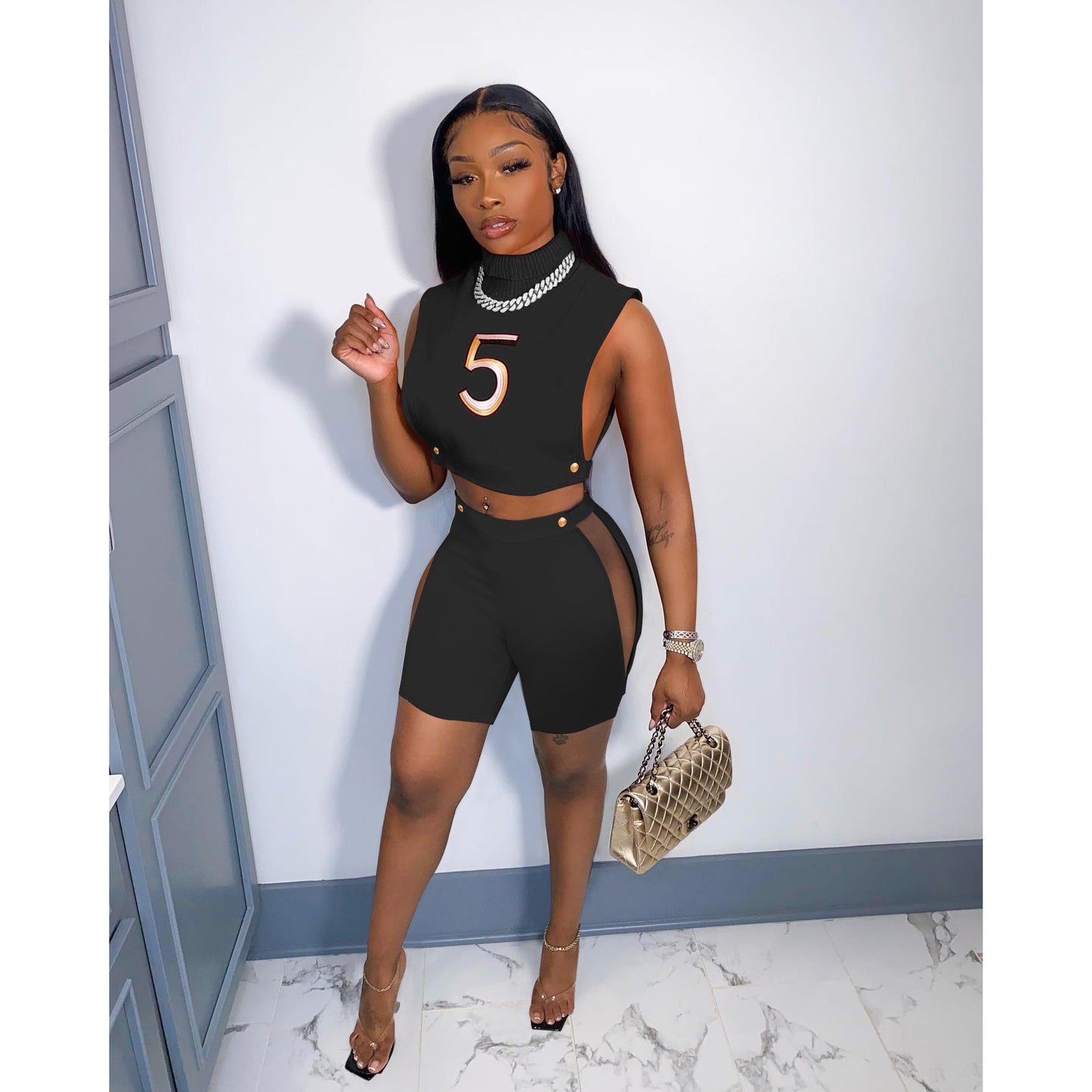 Sleeveless Turtleneck Set