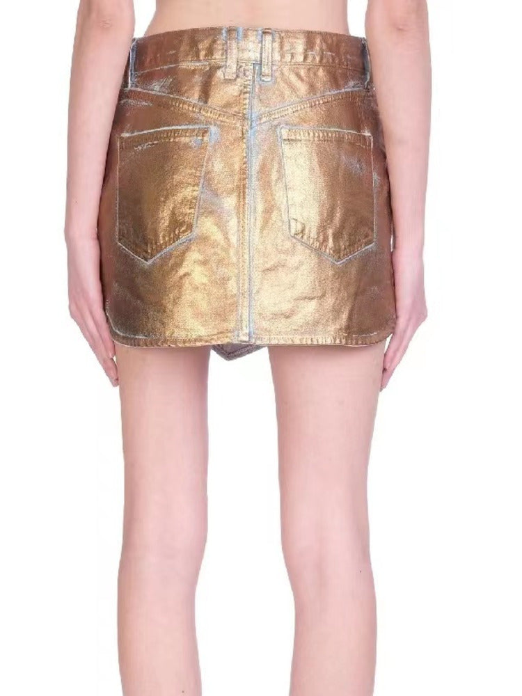Gold Denim Skirt