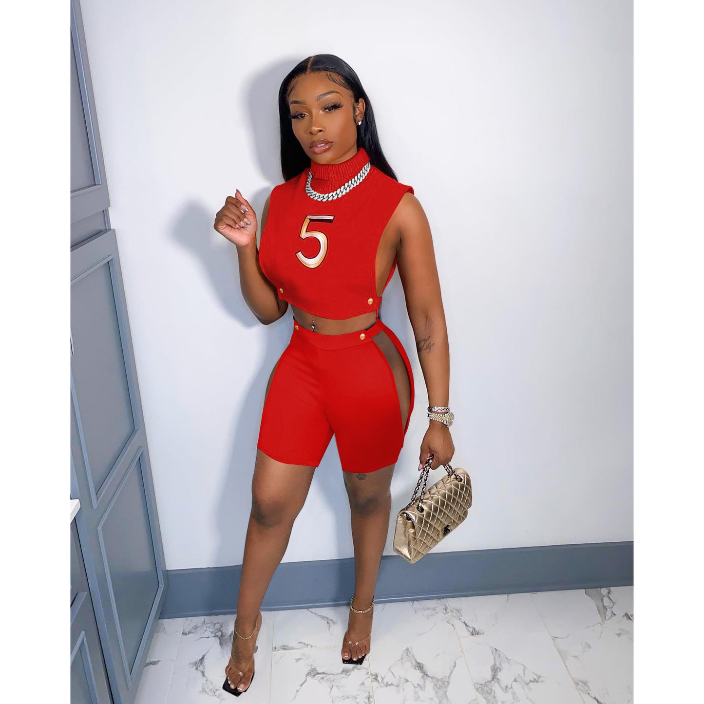 Sleeveless Turtleneck Set