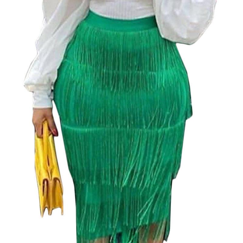 High Waist Tassel Skirt