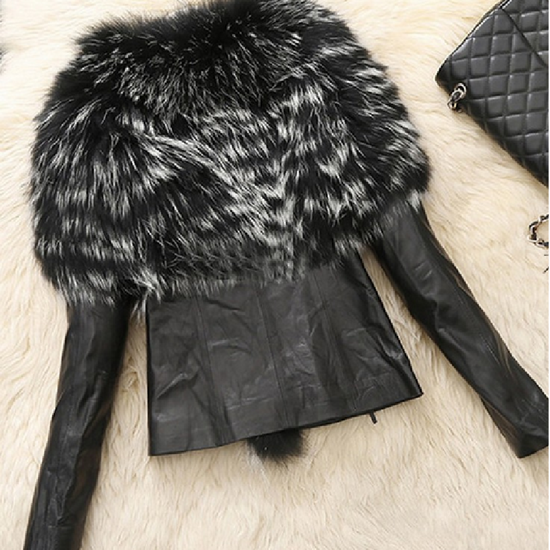 Leather Jacket With Faux Fur Collar
