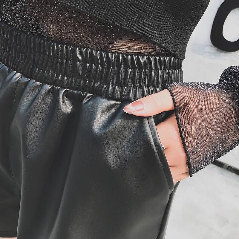 High Waist Leather Shorts
