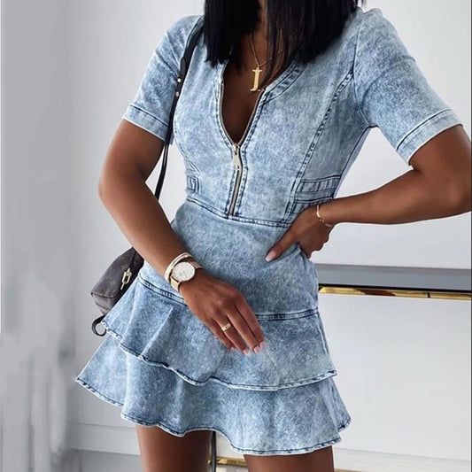 Short Sleeve Denim Dress