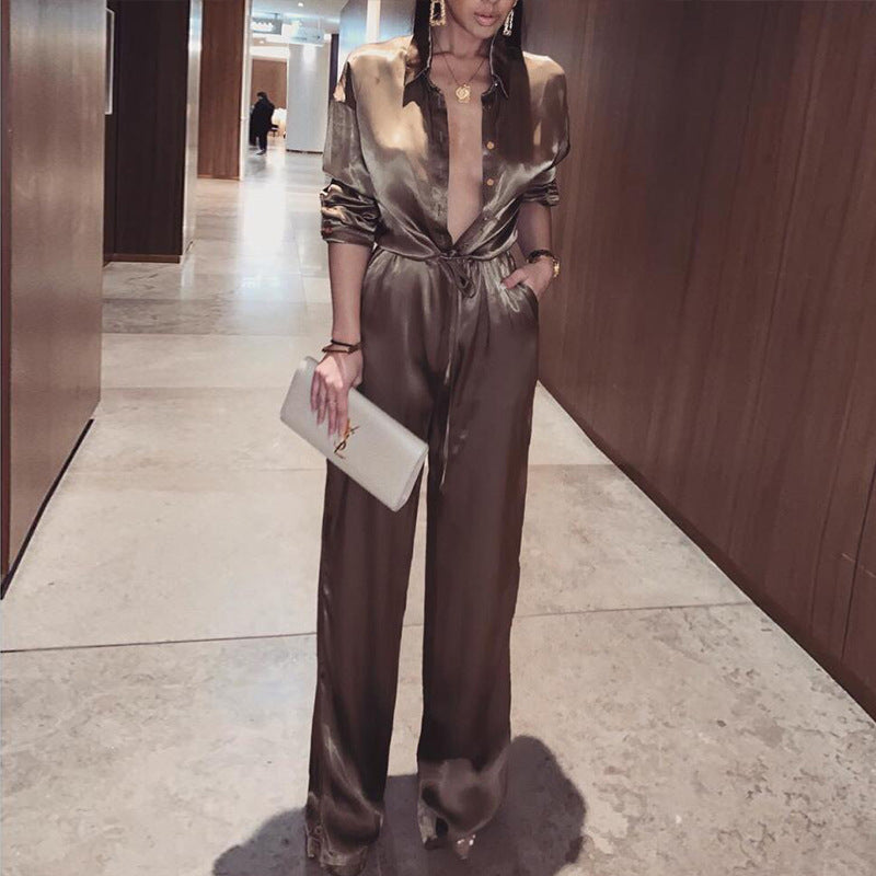 Satin Deep V Jumpsuit