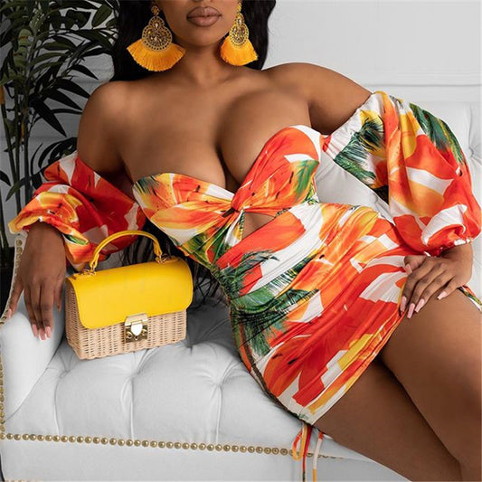 Tropical Off Shoulder Dress