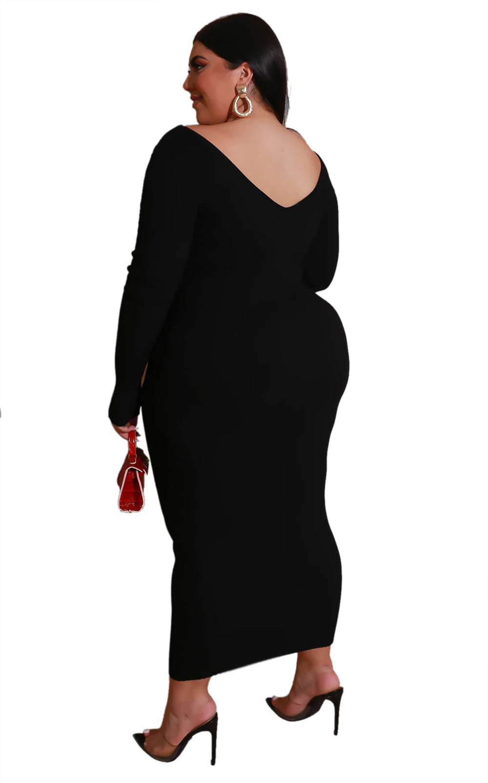 V-Neck Bodycon Maxi Dress