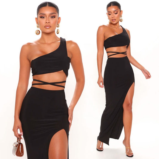 One Shoulder Skirt Set