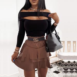 Ruffled Leather Skirt