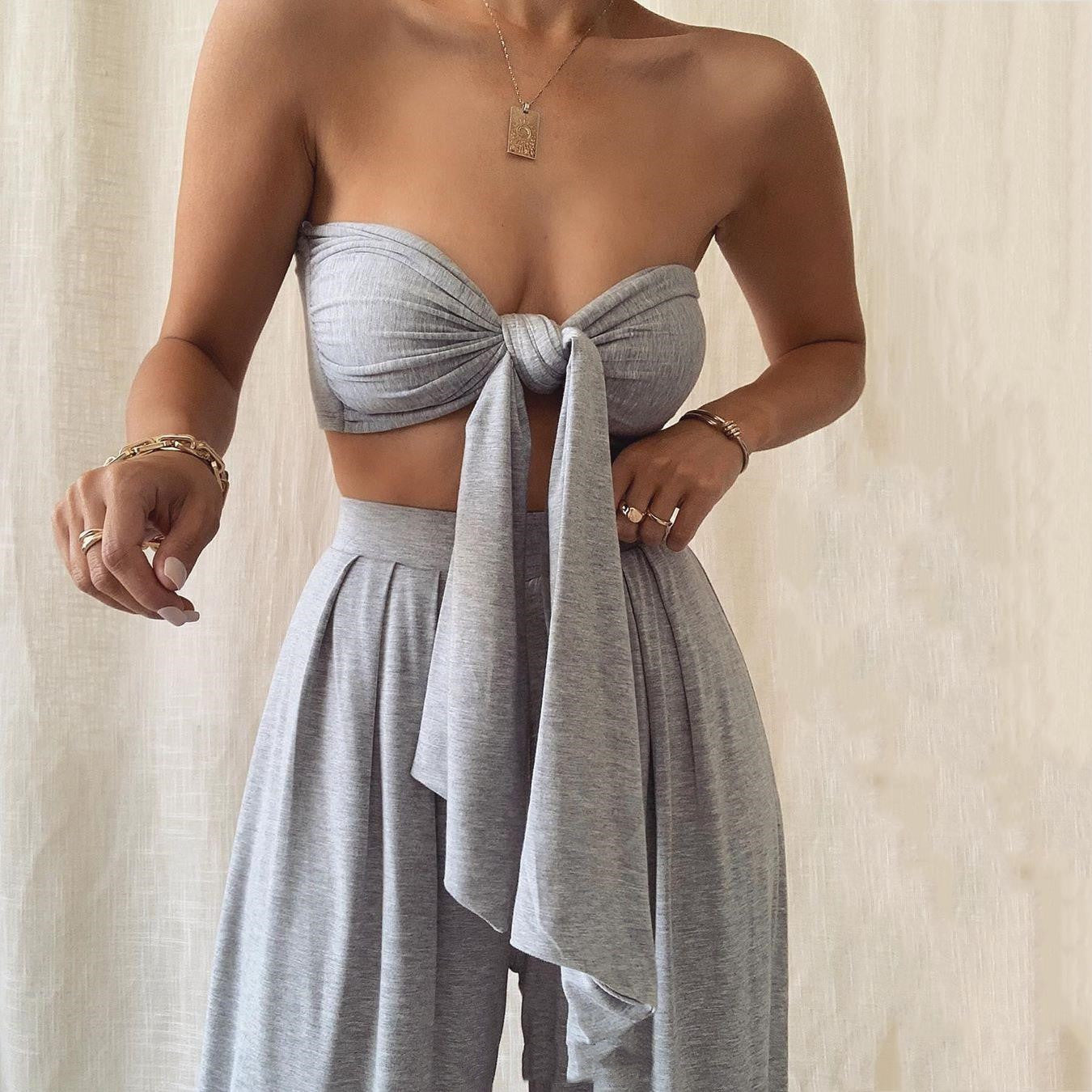 Two-Piece Suit with Strapless Top and Pants