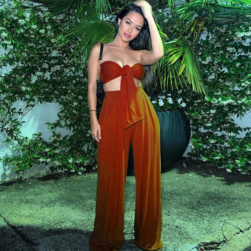 Two-Piece Suit with Strapless Top and Pants