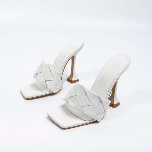 Woven Thick High Heels