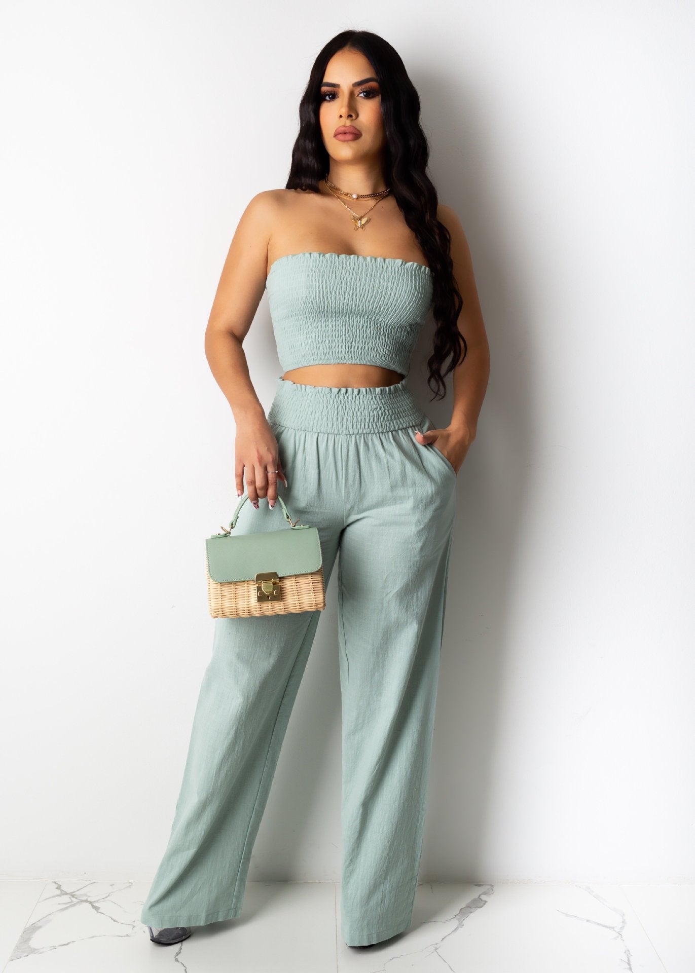 Tube Top Pants Set