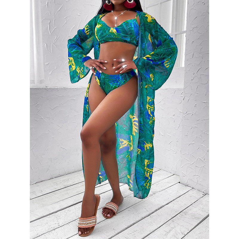 Three-Piece Printed Swimsuit Set