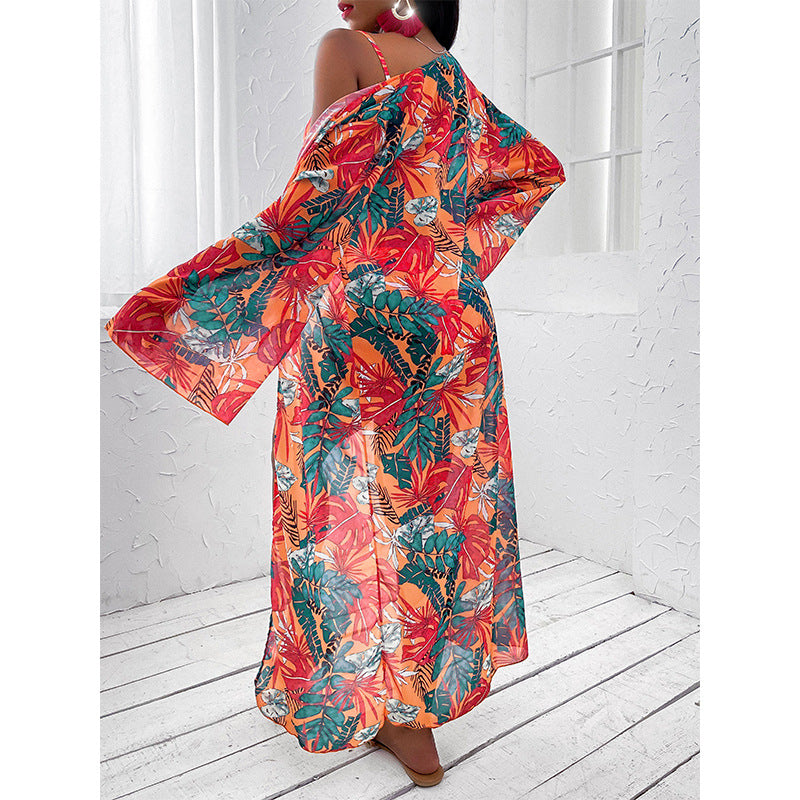 Three-Piece Printed Swimsuit Set