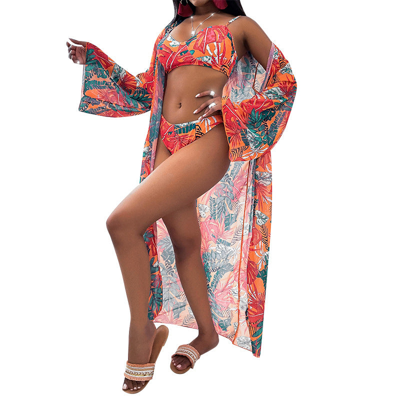 Three-Piece Printed Swimsuit Set