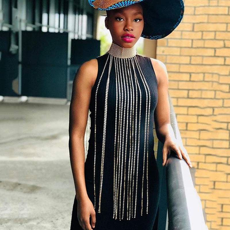 Rhinestone Tassel Necklace