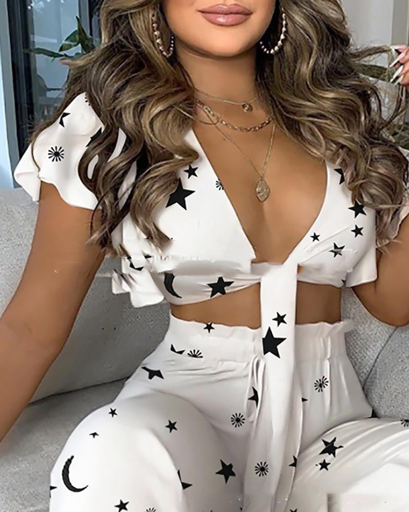 Front Tie Pants Set