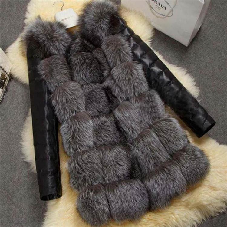 Faux Fur and Leather Coat