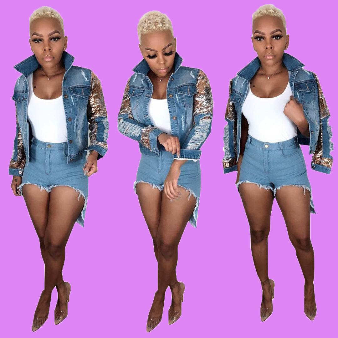 Sequined Denim Jacket