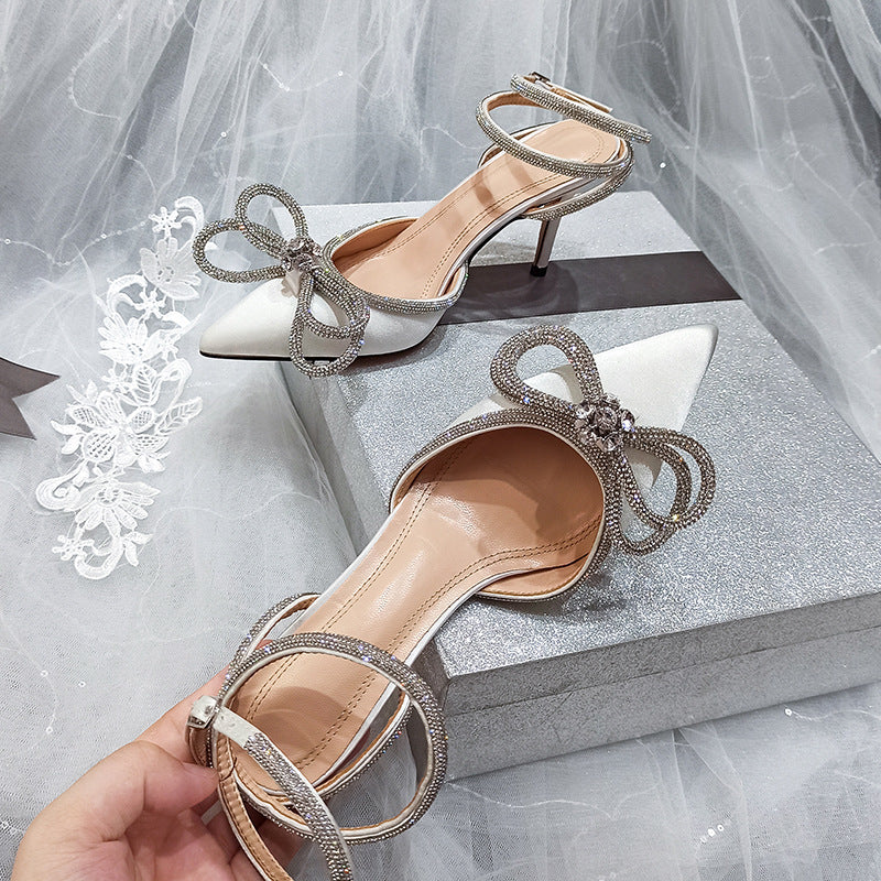 Rhinestone Bow High Heels