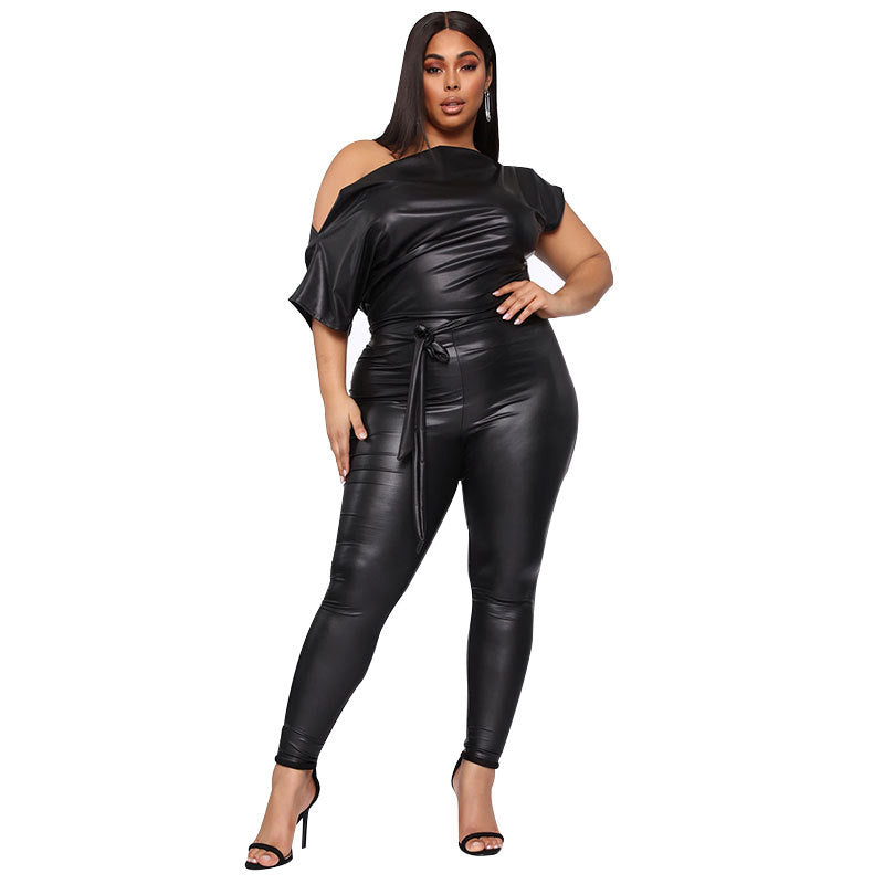 Faux Leather Jumpsuit