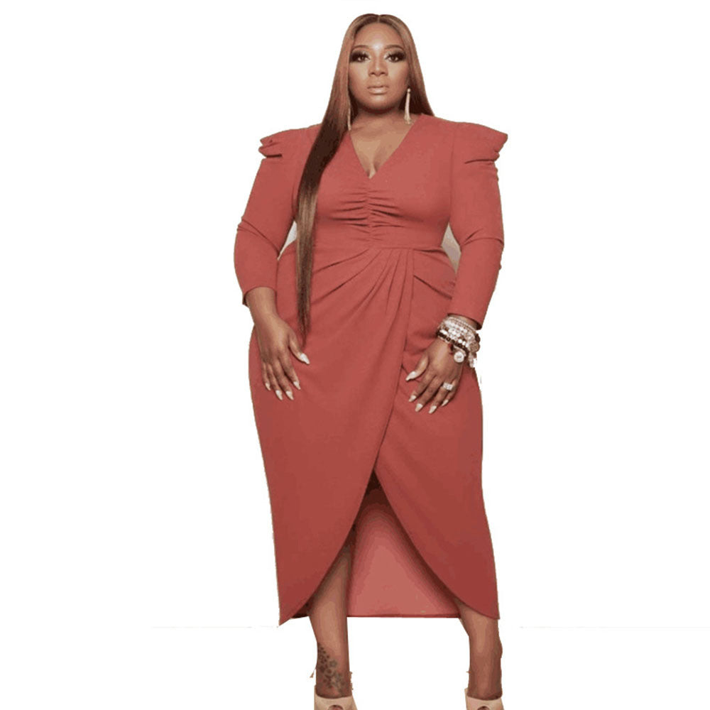 V-Neck Long Sleeve Dress