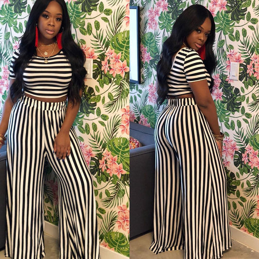 Casual Striped Two-Piece Set