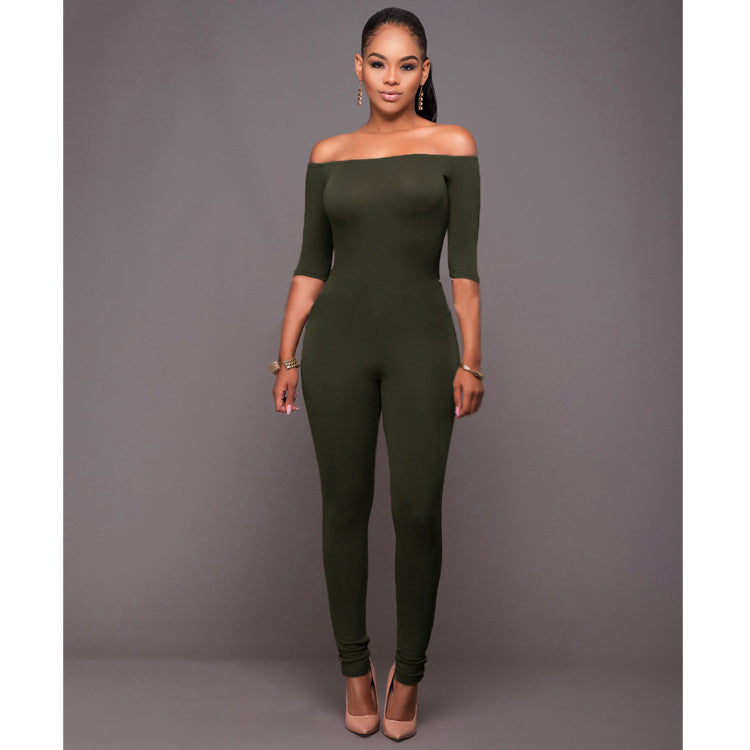Off Shoulder Bodycon Jumpsuit