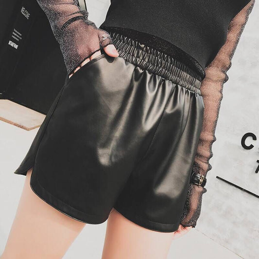 High Waist Leather Shorts