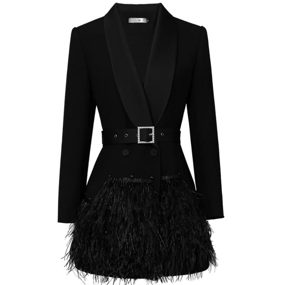 Feather Tuxedo Dress