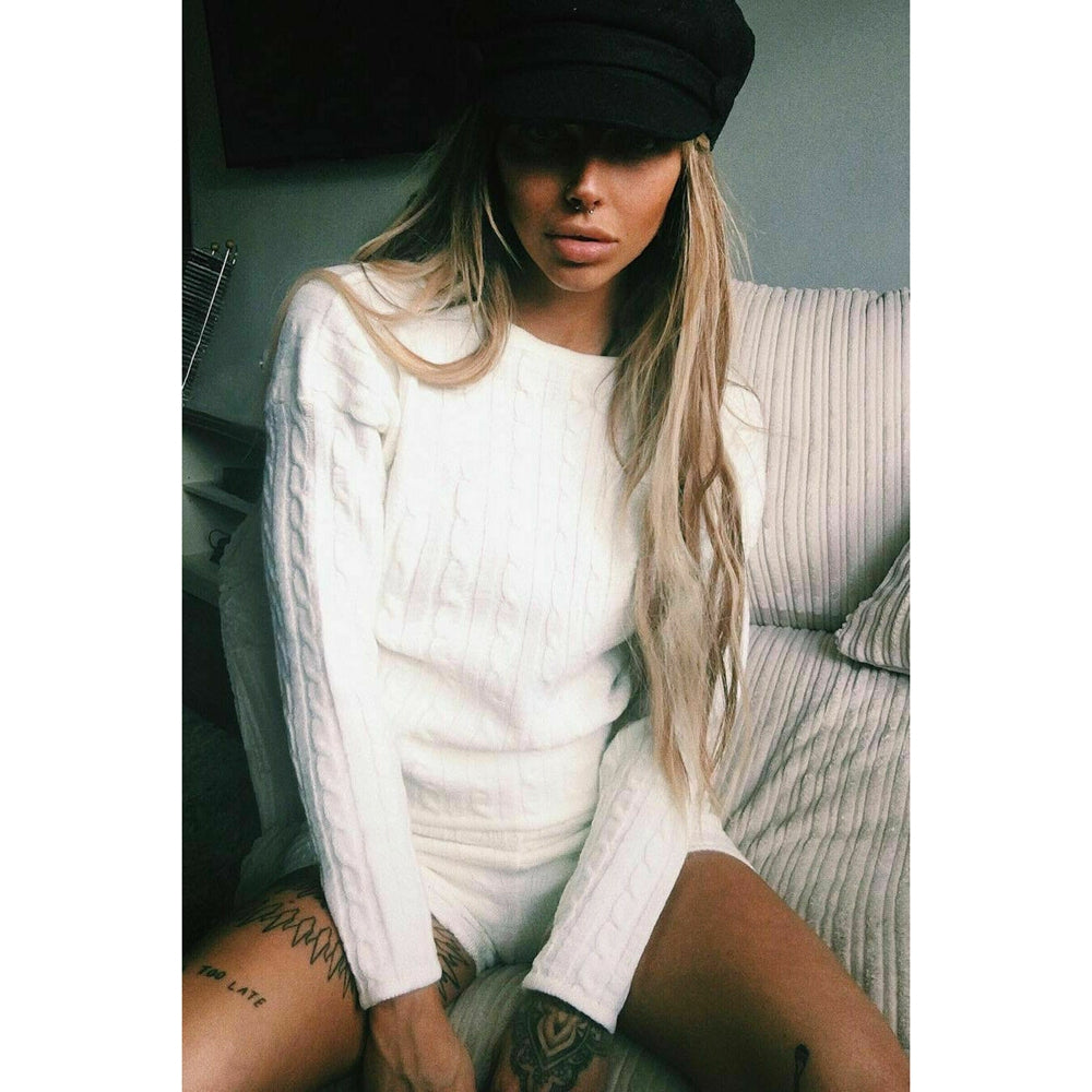 Sweater Top Shorts Set