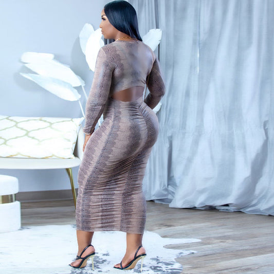 Open Back Print Dress