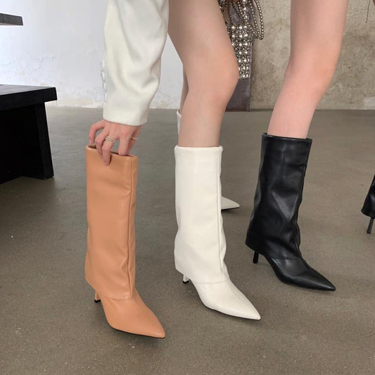 Cuffed Leather Boots