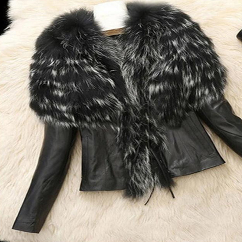 Leather Jacket With Faux Fur Collar