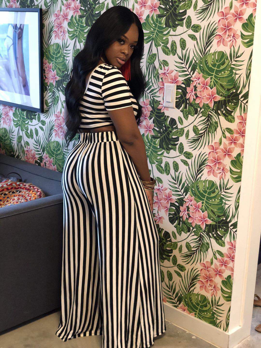 Casual Striped Two-Piece Set