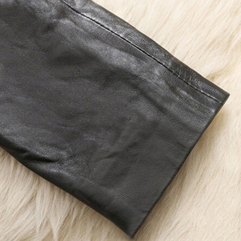 Leather Jacket With Faux Fur Collar