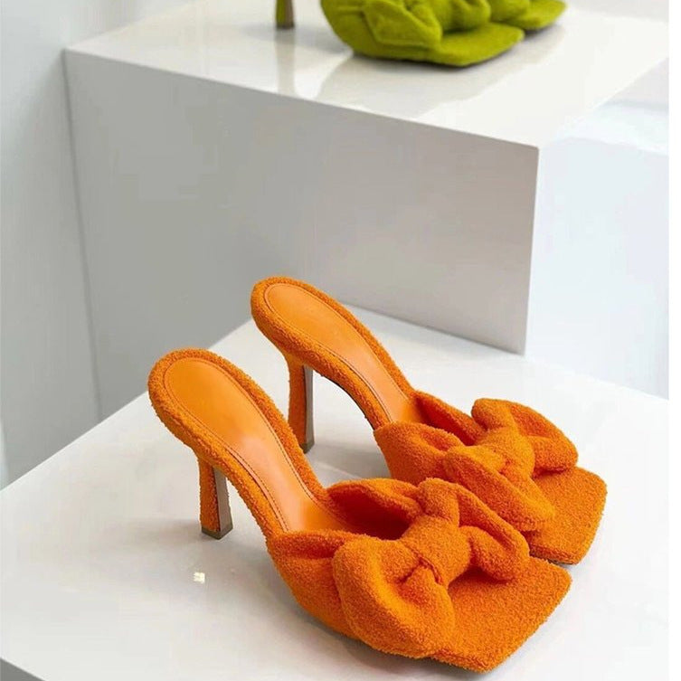 Terrycloth Bow Heels