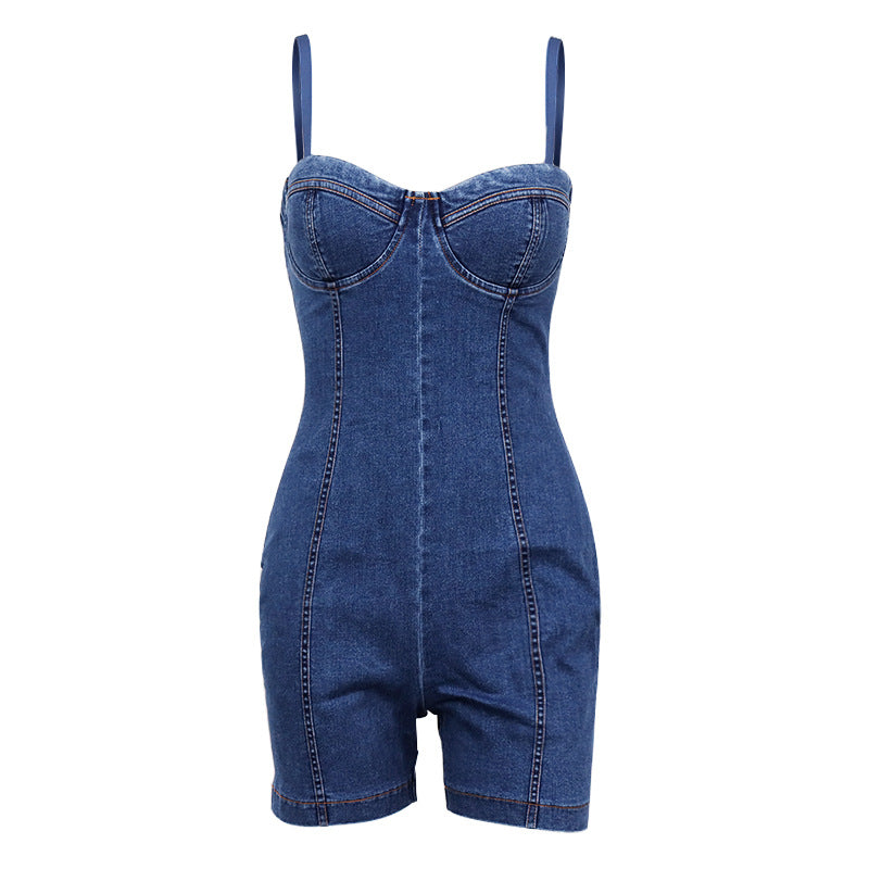 Casual Denim Romper