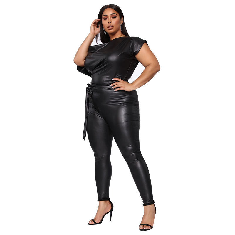 Faux Leather Jumpsuit