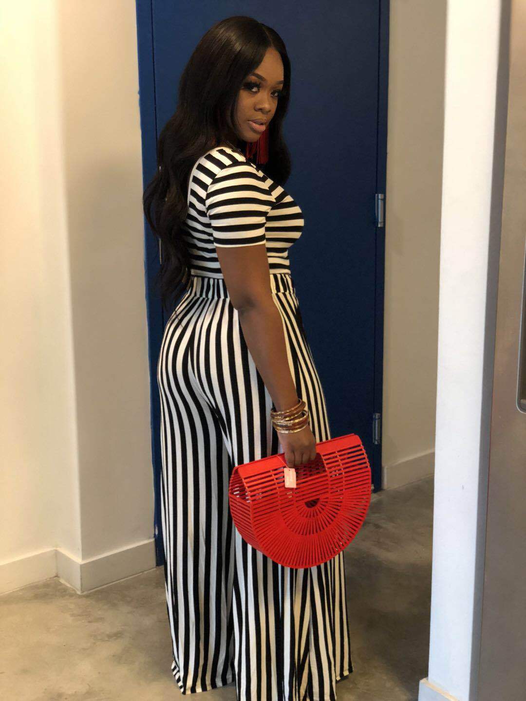 Casual Striped Two-Piece Set