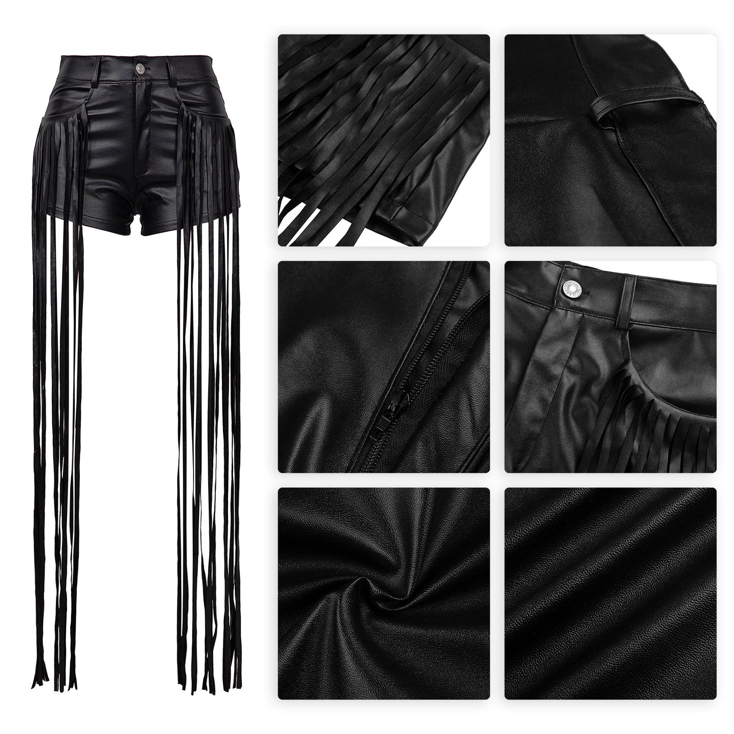 Fringed Leather Shorts