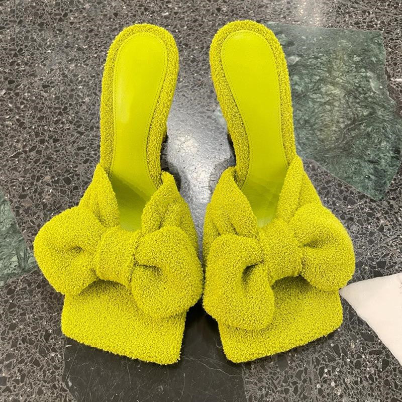 Terrycloth Bow Heels