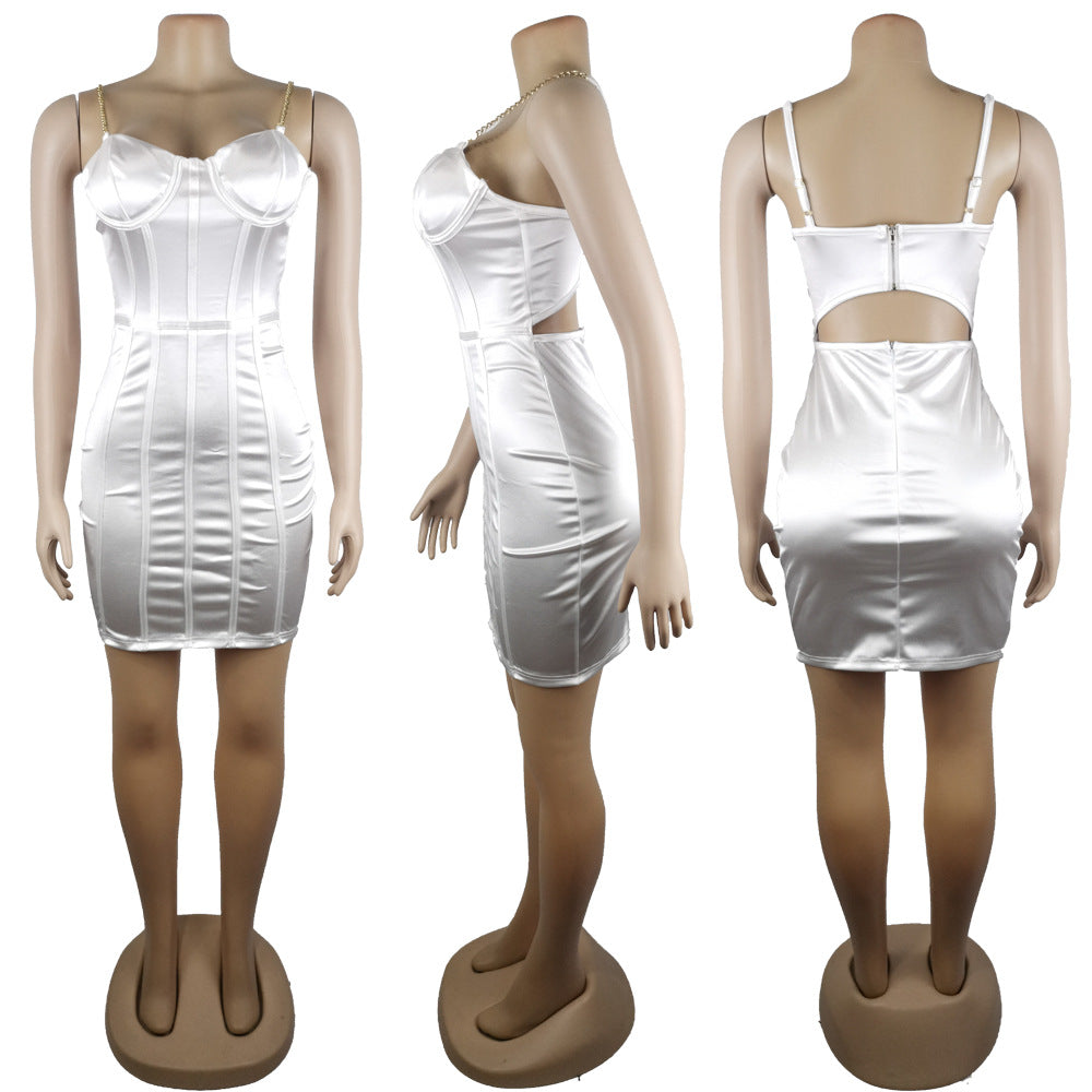 Chain Strap Satin Dress