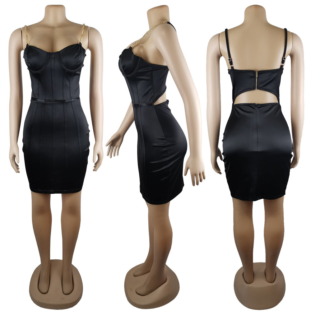 Chain Strap Satin Dress