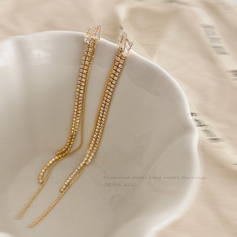 Long Tassel Chain Earrings